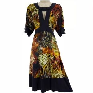 XL X-LARGE KEYHOLE ABSTRACT ANIMAL PRINT DRESS New